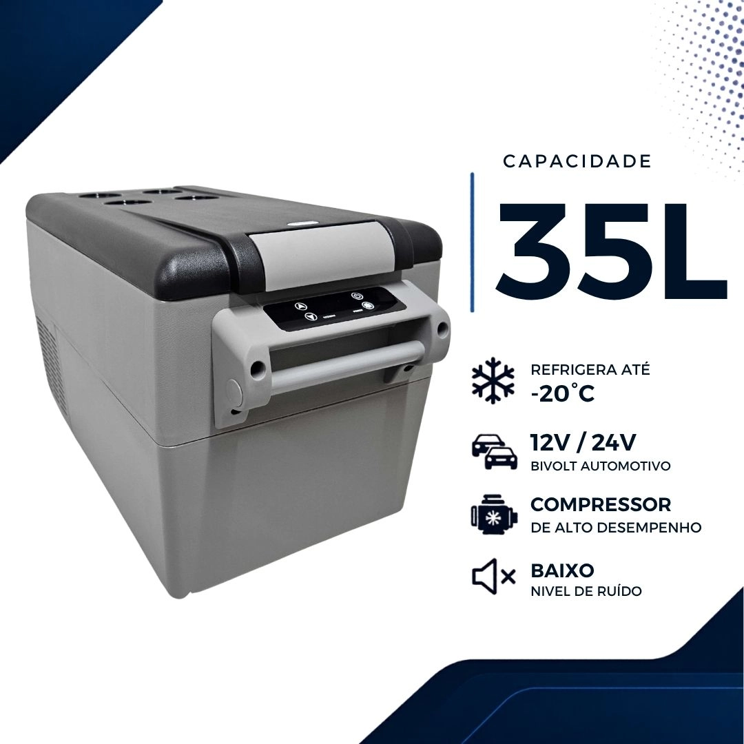 Geladeira 35 Litros 12V/24V 110v/220v Barco Iate Lancha Geladeira Compressor MaxFreeze