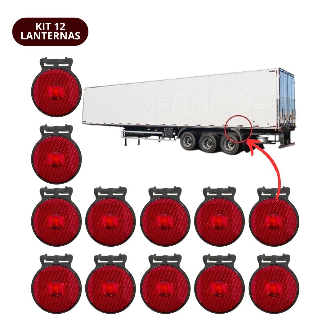 Kit 12 Lanternas Lateral Led Caminhão Carreta Com Suporte Vermelha P Kit 12 Lanternas Lateral Led Caminhão Carreta Com Suporte Vermelha P