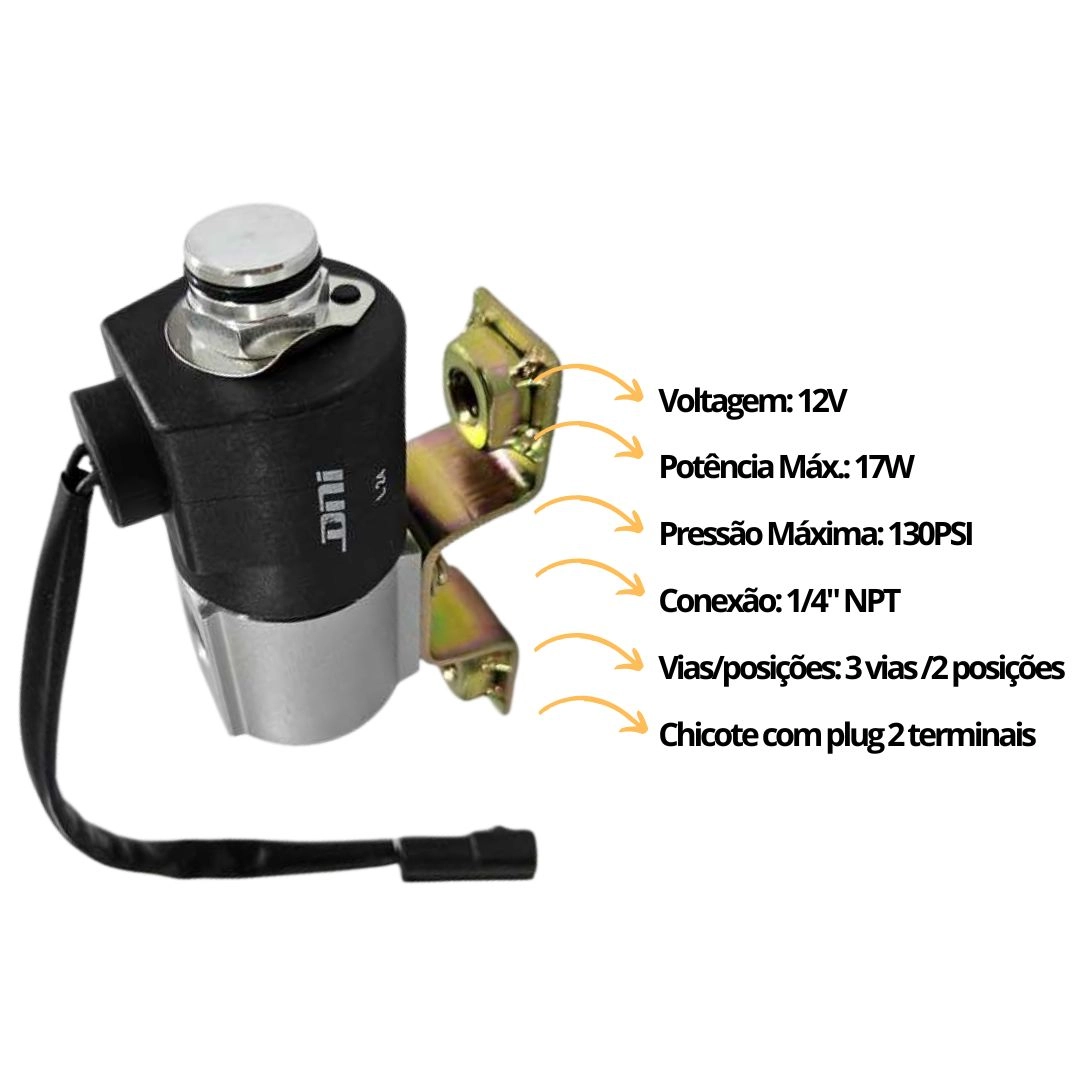 Válvula Solenoide Freio Motor Para Ford 2628 4532 12v DNI7054 Válvula Solenoide Freio Motor Para Ford 2628 4532 12v DNI7054