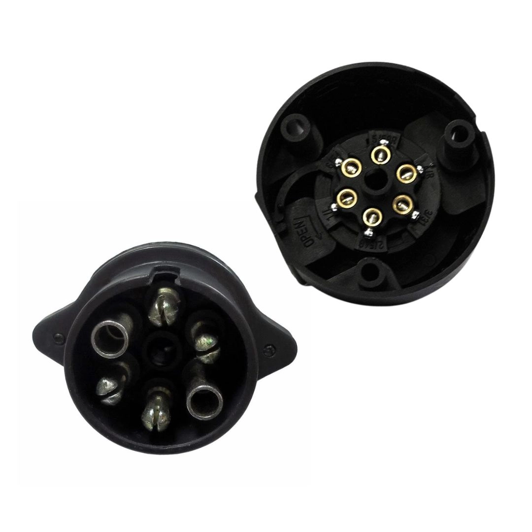 Kit Femea Macho Tomada Elétrica Reboque Carretinha 6p DNI Kit Femea Macho Tomada Elétrica Reboque Carretinha 6p DNI