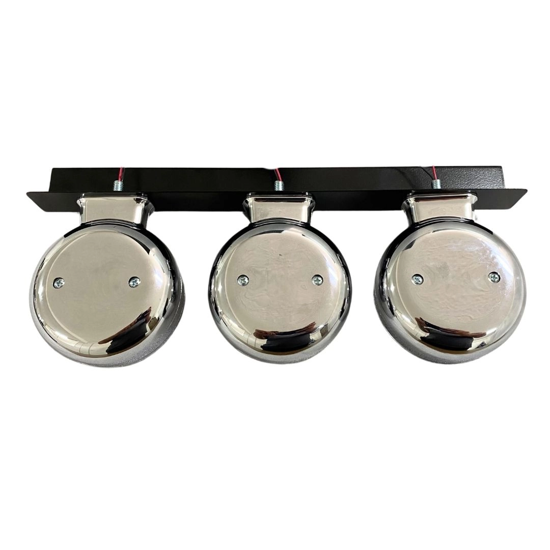 Kit 3 Lanterna Bojuda Foguinho LED Cromada Vermelha Suporte Kit 3 Lanterna Bojuda Foguinho LED Cromada Vermelha Suporte