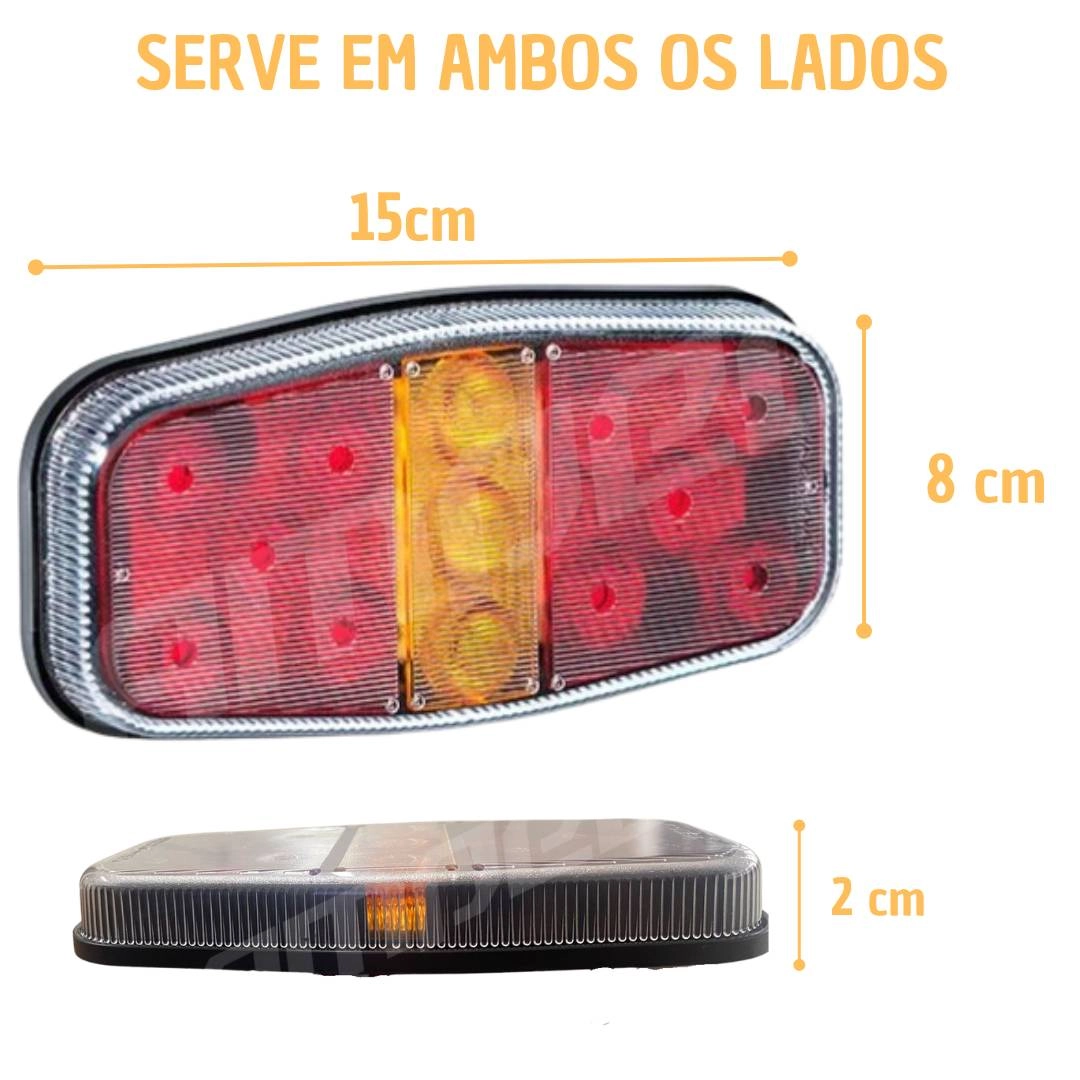 Lanterna Traseira Canoinha LED 12v Universal Carretinha Reboque Sinal Sul 2133 12