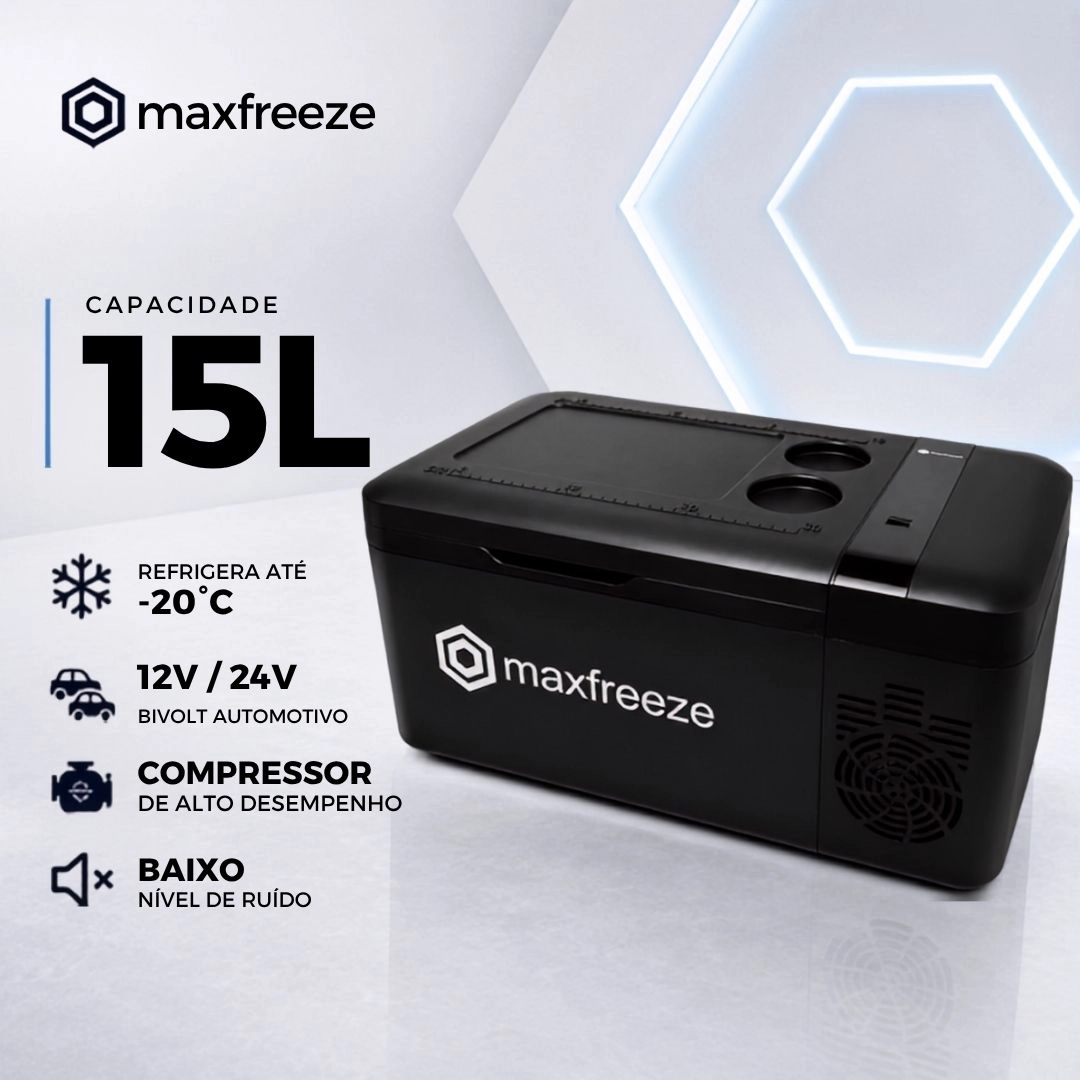 Mini Geladeira Portátil 15 Litros Freezer 12v/24v 110v/220v Caminhão Ônibus Van Carro Maxfreeze Mini Geladeira Portátil 15 Litros Freezer 12v/24v 110v/220v Caminhão Ônibus Van Carro Maxfreeze