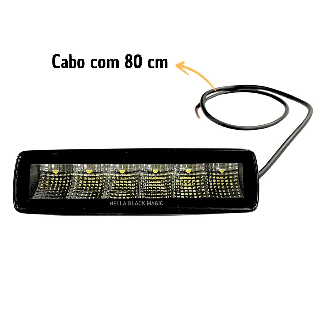 Par Barra Led Farol Neblina Auxiliar Black Magic Flood Hella