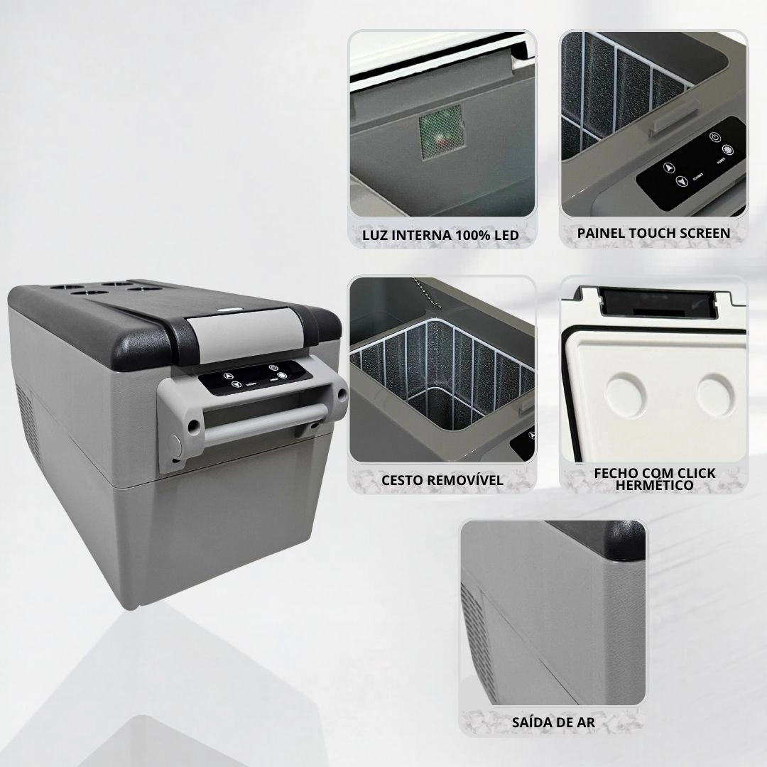 Geladeira 35 Litros 12V/24V 110v/220v Caminhão Ônibus Van Geladeira Compressor MaxFreeze