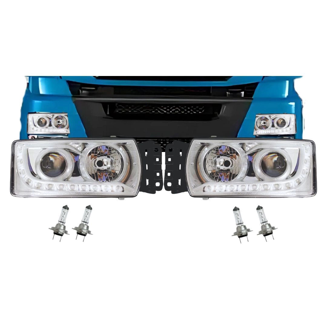 Par Farol Para Iveco Stralis Hi-way Cromado Led Com Chicote