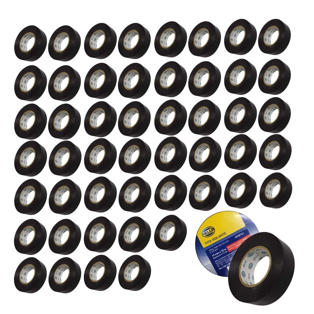 Kit 50 Fita Isolante 19mm 10m Resistente Fogo Umidade Hella