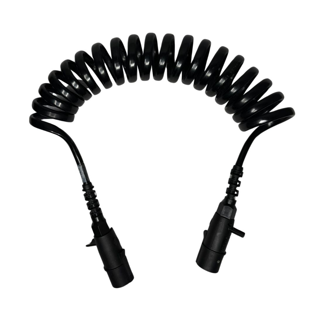 Par Chicote Elétrico Espiral Cavalo Carreta 2 Unidades 7 Vias 7 Polos 4,5 Metros Tomada ISO 1185 Cavalinho Semirreboque Par Chicote Elétrico Espiral Cavalo Carreta 2 Unidades 7 Vias 7 Polos 4,5 Metros Tomada ISO 1185 Cavalinho Semirreboque