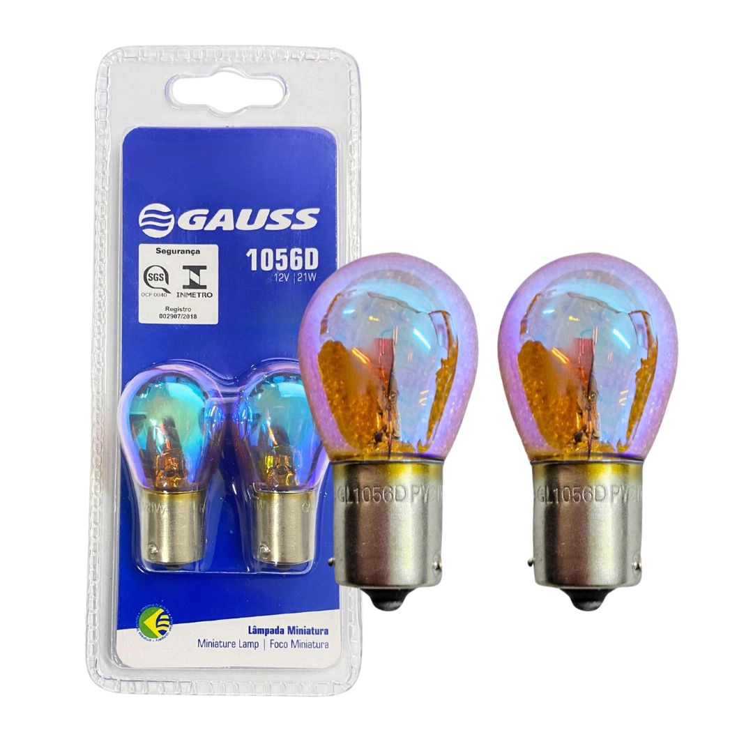 Par Lâmpadas Automotiva Diadem 7507 12v PY21W Pisca Seta Azul Cor Âmbar Gauss GL1056D