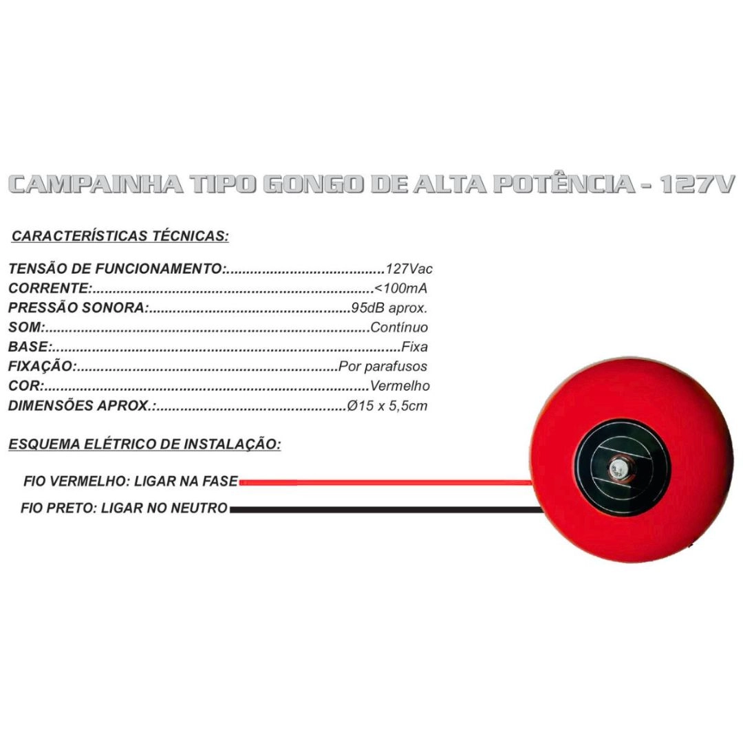 Campainha Sirene Gongo Escola Hospital Empresa Potencia 110V
