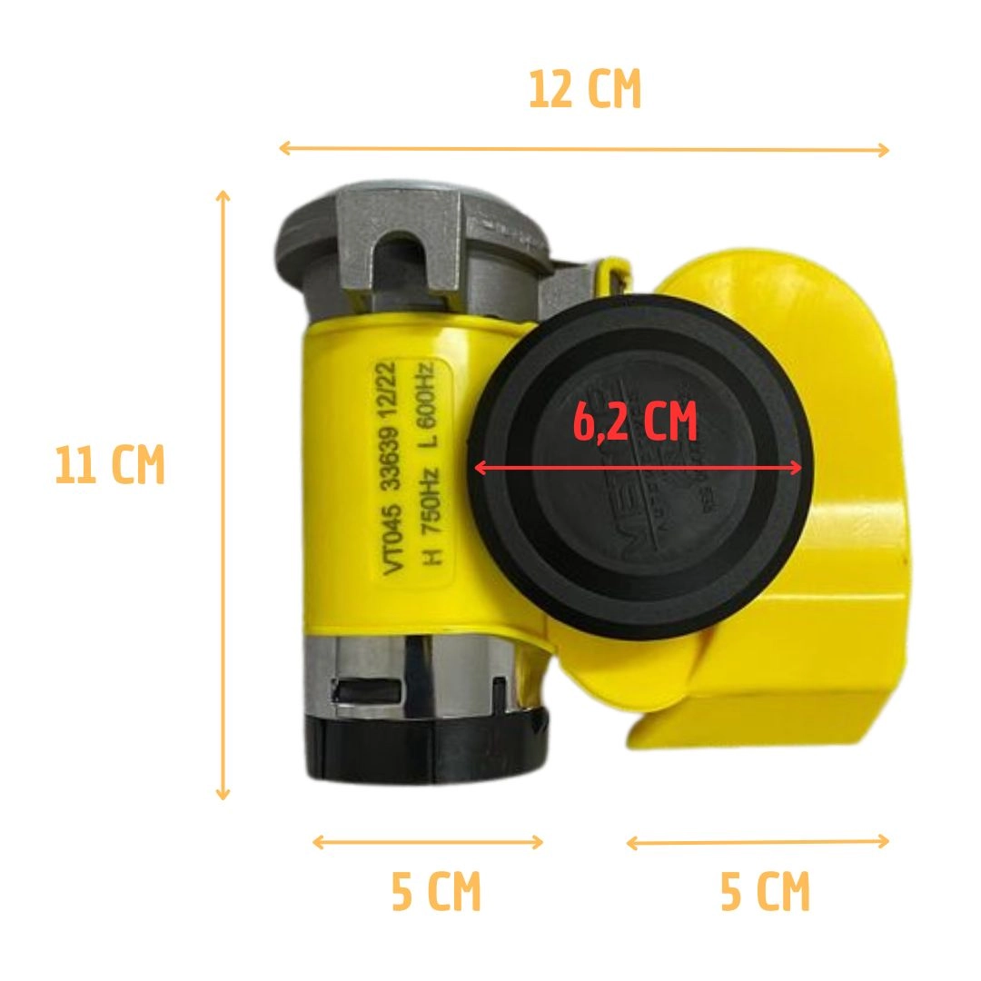 Buzina Ar 2 Cornetas Compacta c/ Compressor 12V Carro Moto 
