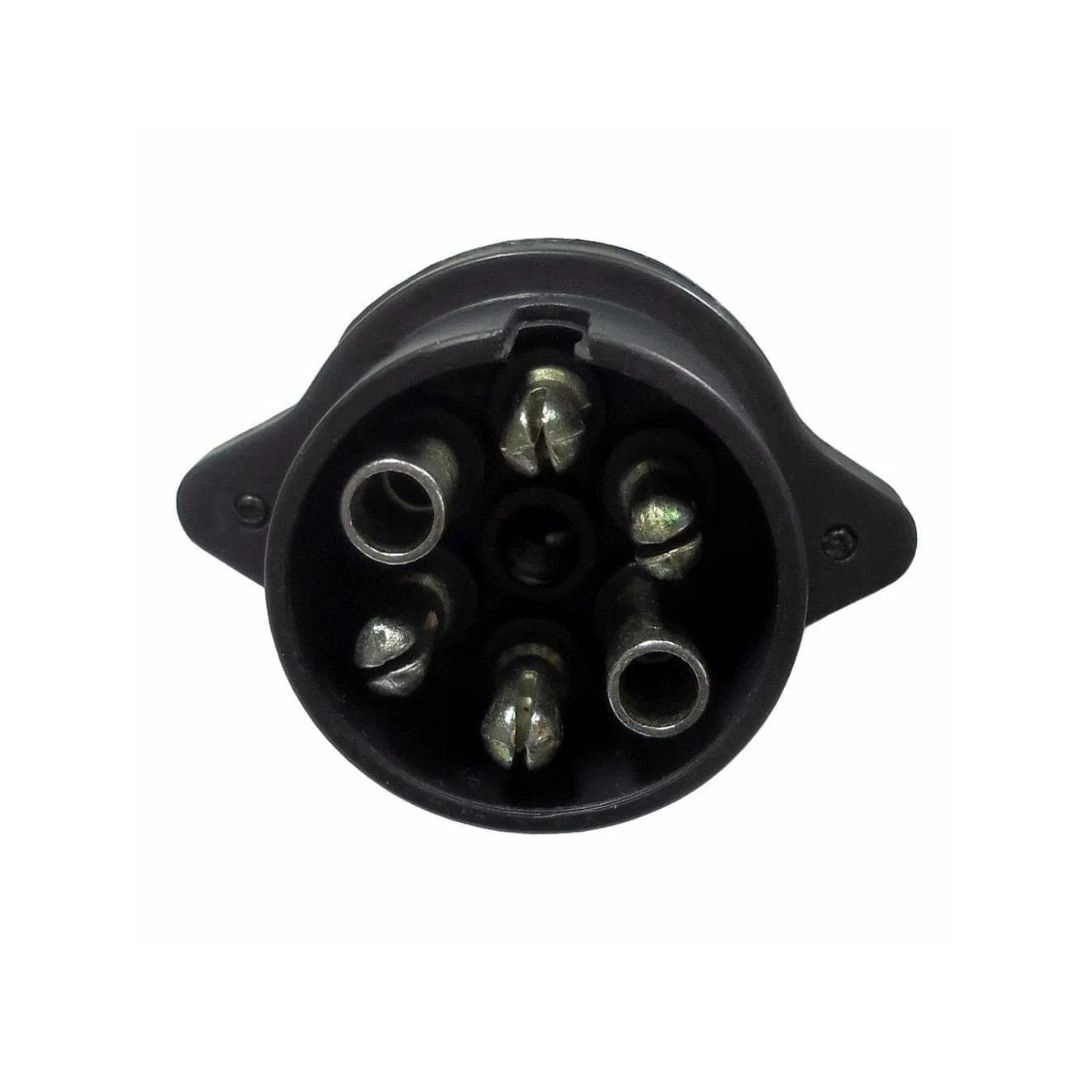 Tomada Elétrica Carretinha Caminhão Reboque Conector Macho 6 Polos Bivolt 12v/24v Nylon DNI 8380