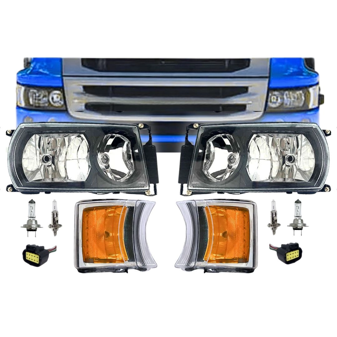 Kit Farol ParaScania Serie 5 S4 S5 Mascara Negra LED