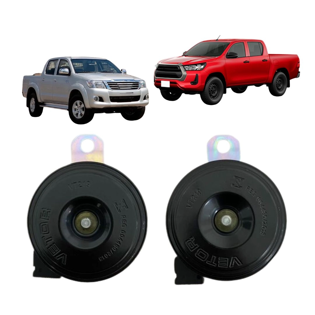 Buzina Dupla Tipo Disco Para Toyota Hilux Todos Modelos Com Conector e Suporte Original Vetor 430dB Buzina Dupla Tipo Disco Para Toyota Hilux Todos Modelos Com Conector e Suporte Original Vetor 430dB