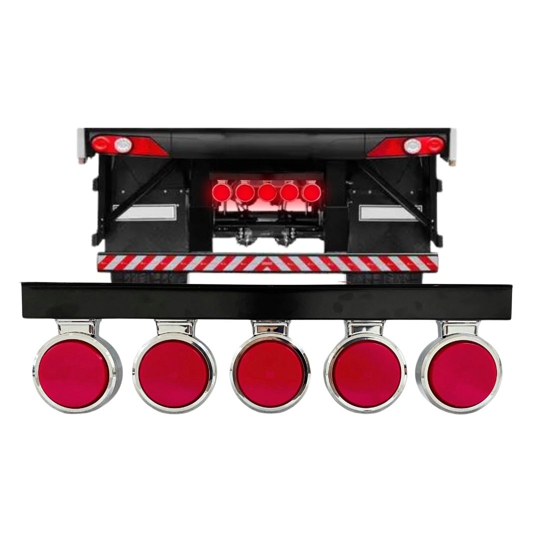 Kit 5 Lanterna Bojuda Foguinho LED Cromada Vermelha Suporte