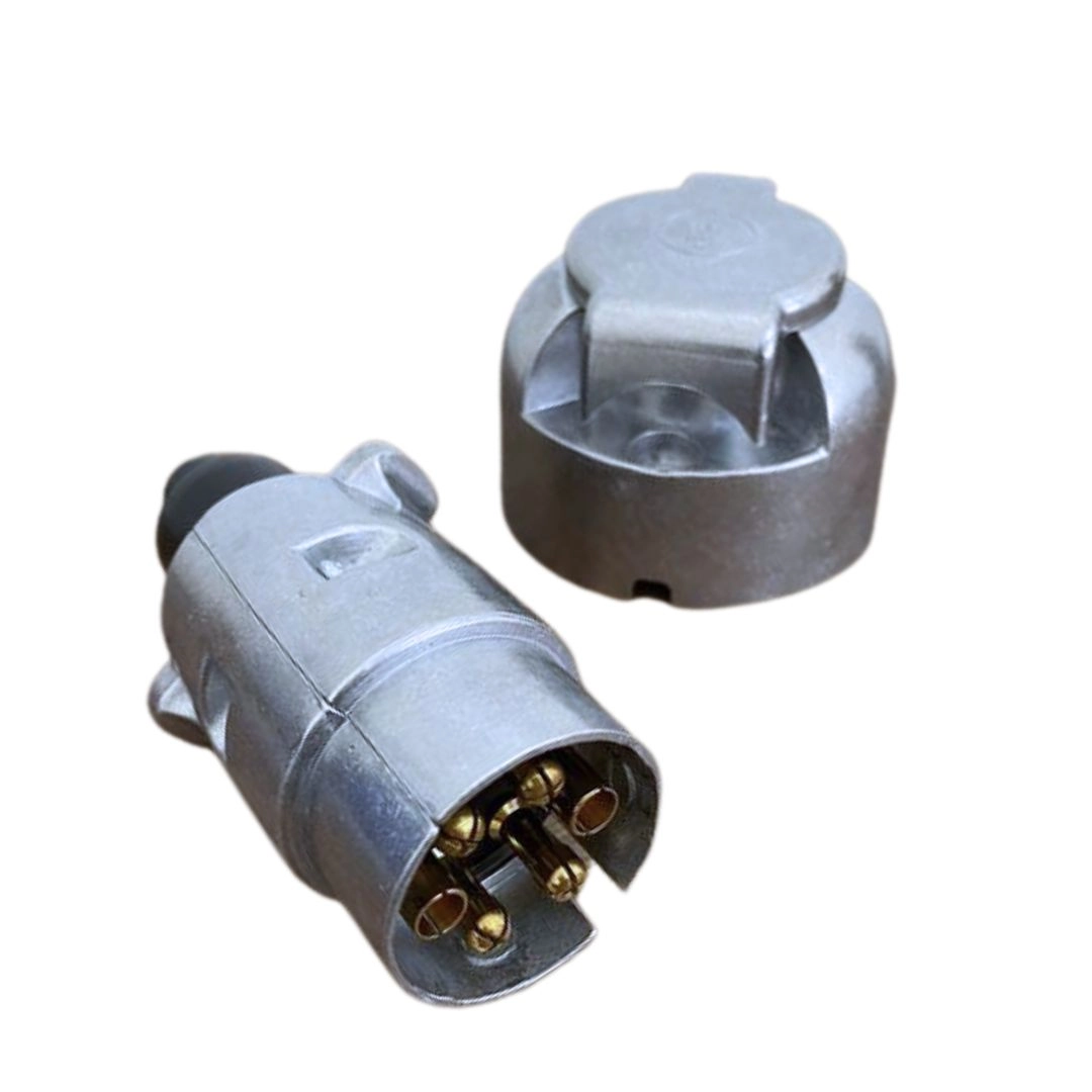 Kit Tomada Femea Macho Plug Reboque Carretinha Alumínio 6p Kit Tomada Femea Macho Plug Reboque Carretinha Alumínio 6p