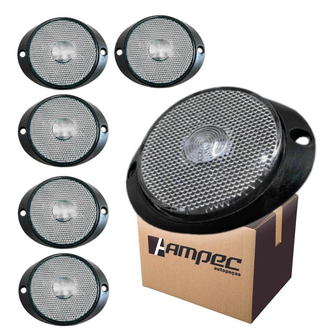 Kit 6 Lanternas Lateral Led Caminhão Carreta Suporte Frontal Cristal