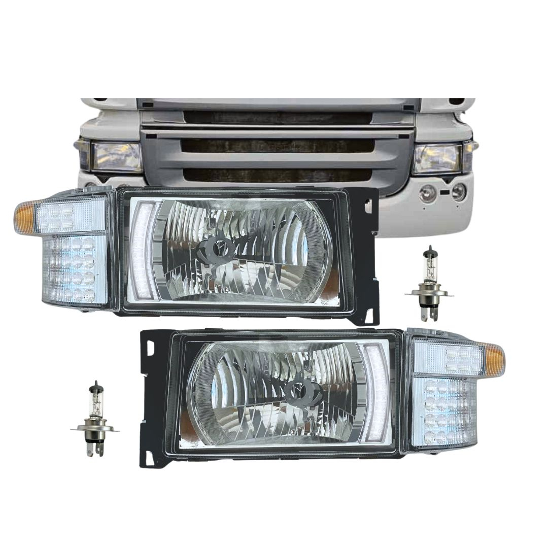Par Farol Dianteiro 24v E Pisca DRL em LED Para Scania Série 4 5 6 PGR Com Lâmpadas 1732509 1732510