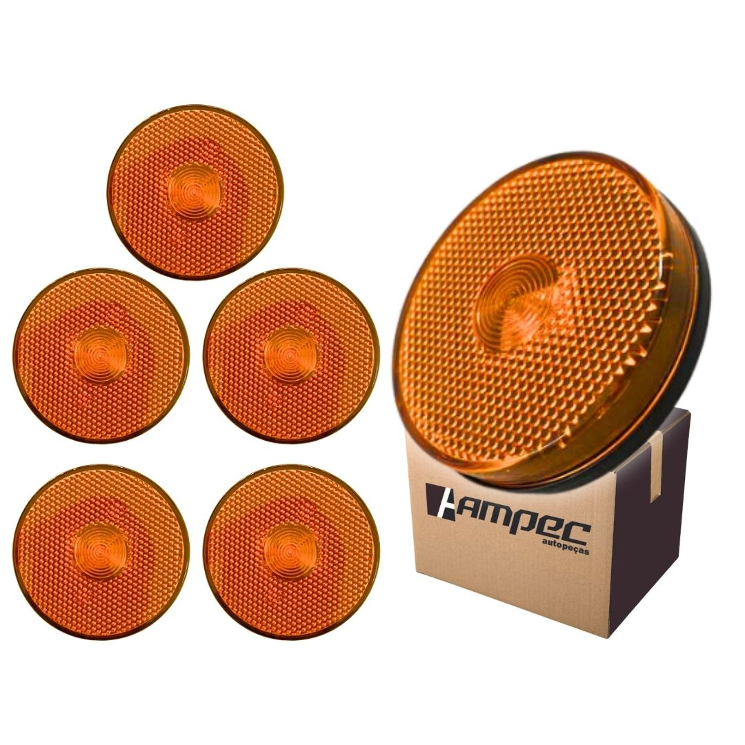 Kit 6 Lanterna Lateral Implemento P 65mm Sem Suporte LED Amarela Para Carreta Caminhão Trailer Reboque