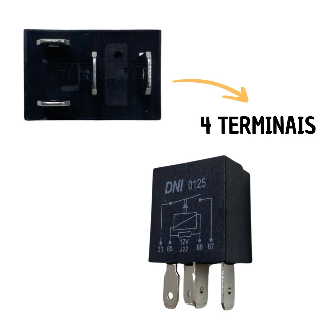 Mini Rele Auxiliar 12V 40 Amperes Resistor 4 Pinos Para Automóveis Universal DNI0125