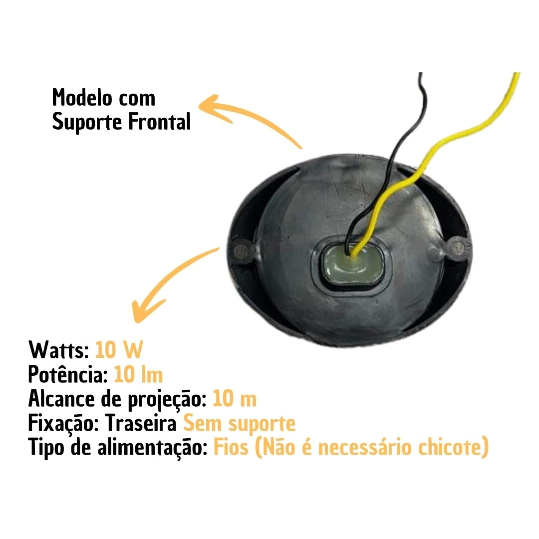 Lanterna Lateral Implemento P 65mm Com Suporte Frontal LED Amarela Para Carreta Caminhão Trailer Reboque 