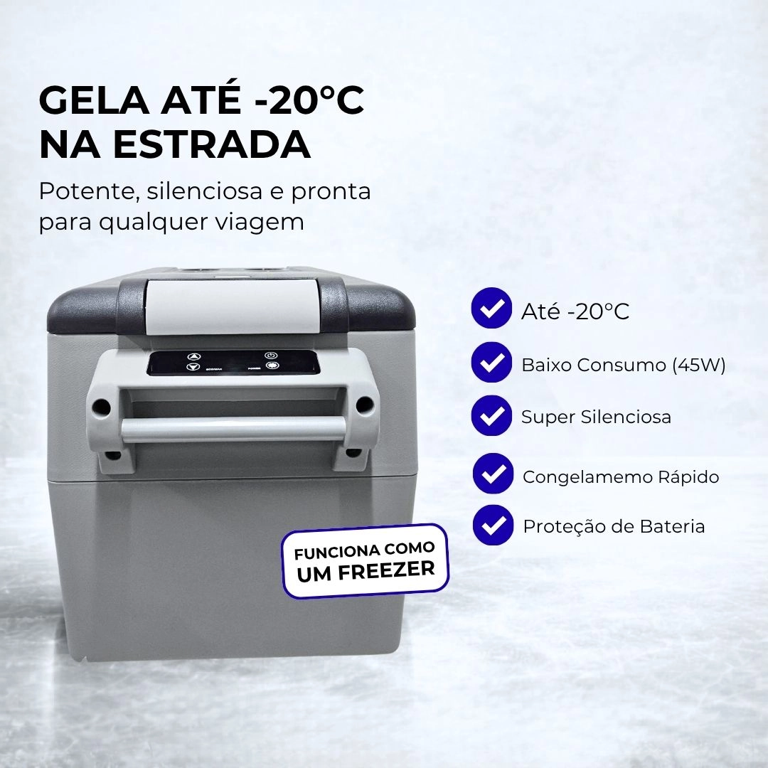 Geladeira 35 Litros 12V/24V 110v/220v Caminhão Ônibus Van Geladeira Compressor MaxFreeze