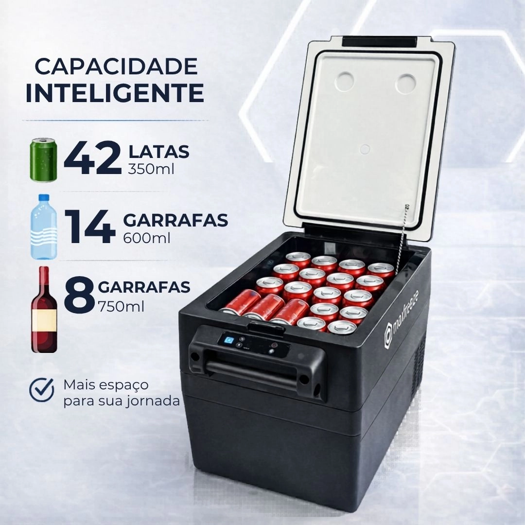 Geladeira Portátil Preta 35 Litros Freezer 12v/24v 110v/220v Caminhão Ônibus Van Carro Bluetooth Maxfreeze