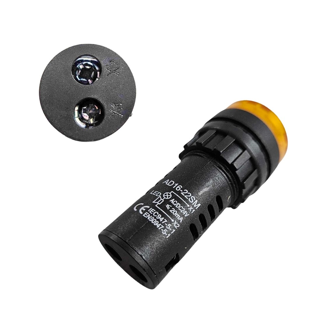 Kit 5 Alarmes Sonoro Buzzer Sinaleiro LED Amarelo 22mm 24V