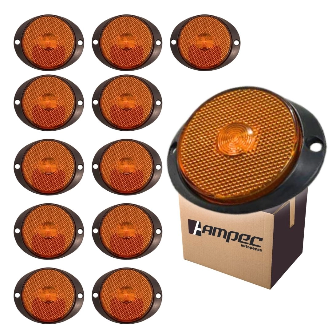 Kit 12 Lanternas Lateral Led Caminhão Carreta Frontal Amarela