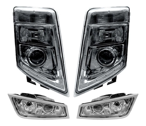 Kit Farol Principal Auxiliar Duplo Para Volvo FM FH