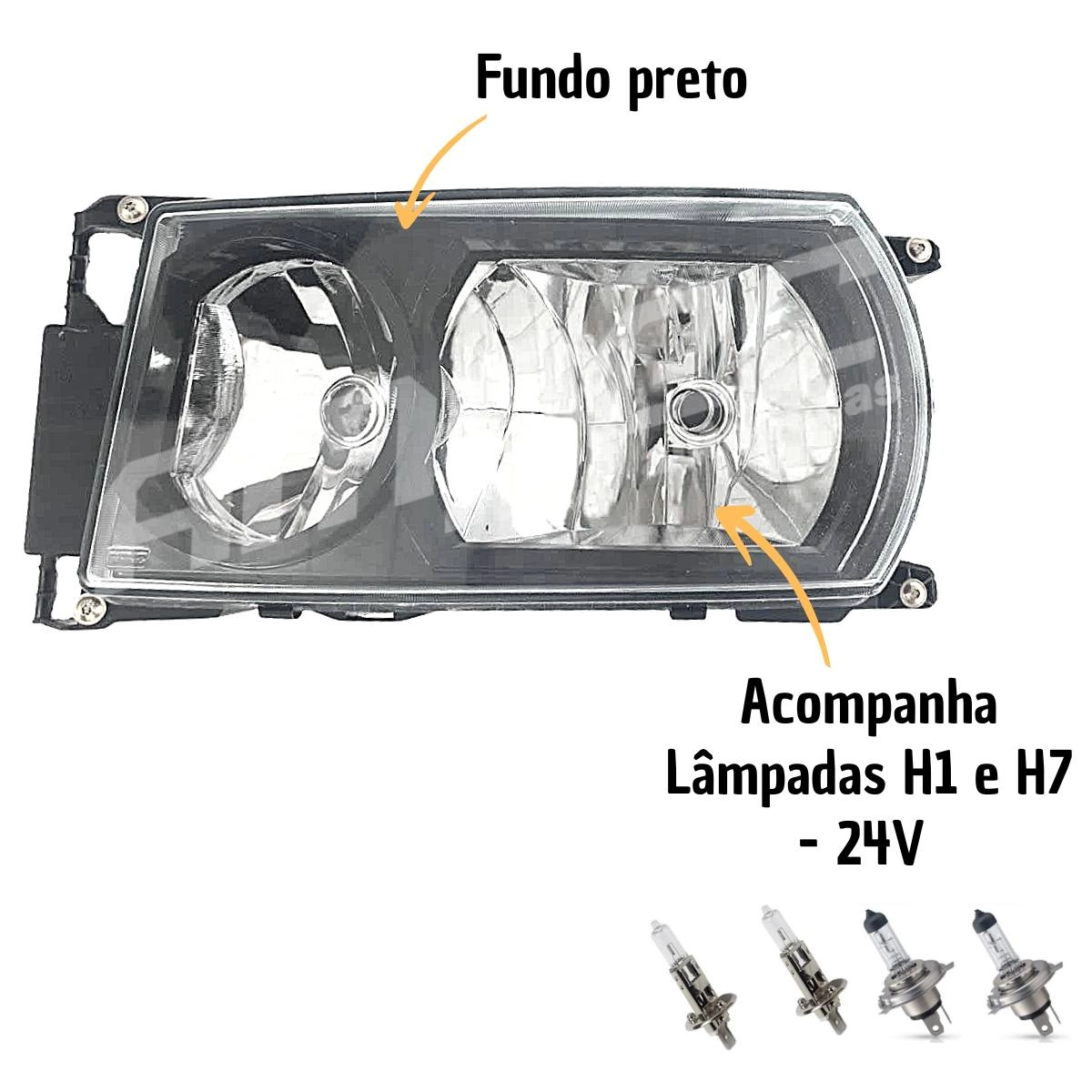 Kit Farol ParaScania Serie 5 S4 S5 Mascara Negra LED