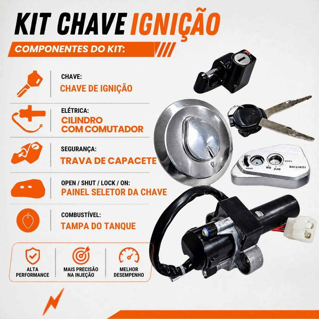 Kit Chave Ignição 4 Peças Para Honda Nxr 150 Bros 2011 a 2014 Original Magnetron 90264380 Kit Chave Ignição 4 Peças Para Honda Nxr 150 Bros 2011 a 2014 Original Magnetron 90264380