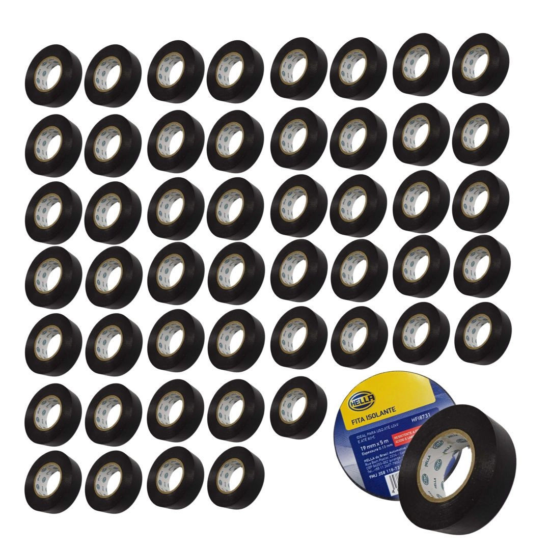 Kit 100 Fita Isolante 19mm 5m Resistente Fogo Umidade Hella