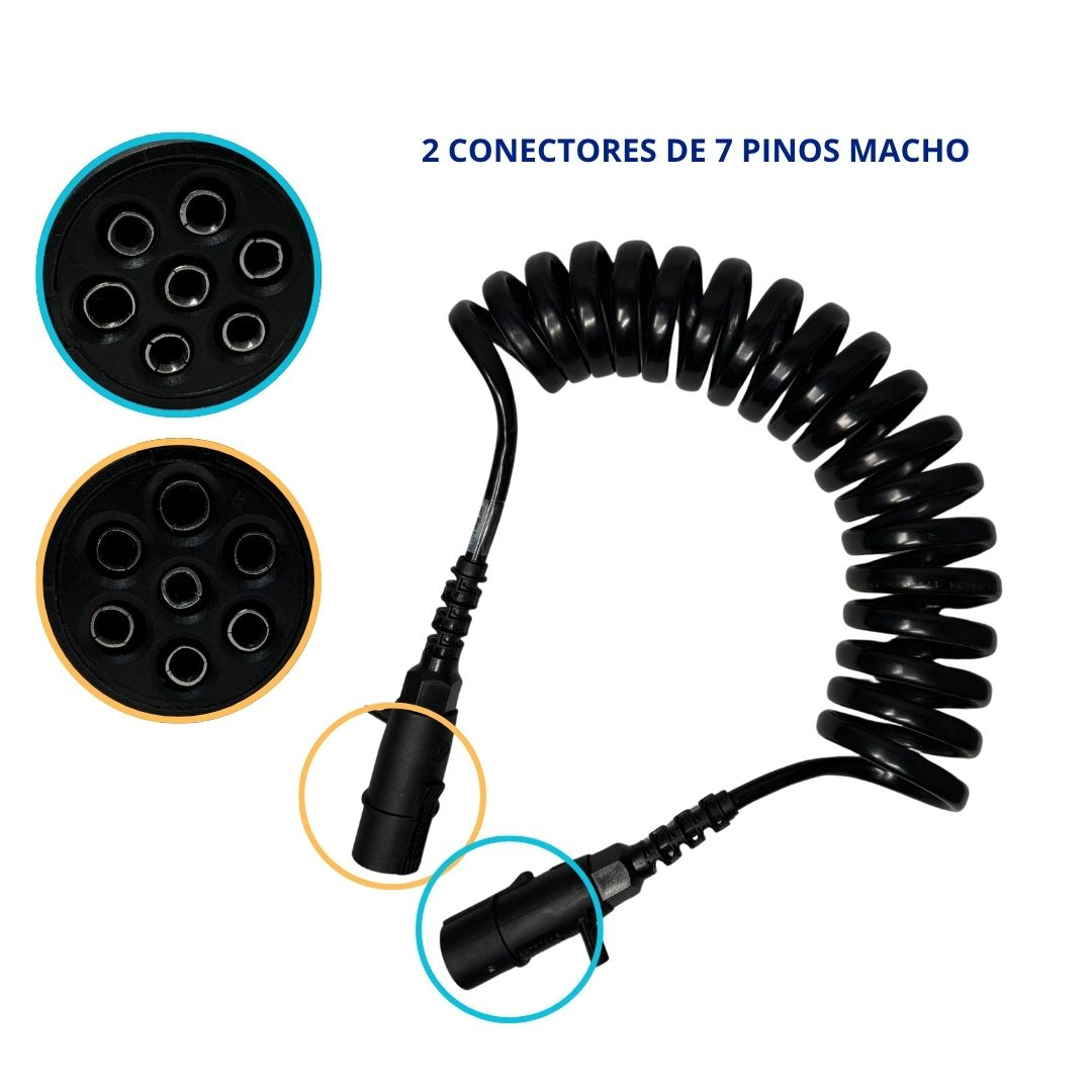 Par Chicote Elétrico Espiral Cavalo Carreta 2 Unidades 7 Vias 7 Polos 4,5 Metros Tomada ISO 1185 Cavalinho Semirreboque Par Chicote Elétrico Espiral Cavalo Carreta 2 Unidades 7 Vias 7 Polos 4,5 Metros Tomada ISO 1185 Cavalinho Semirreboque