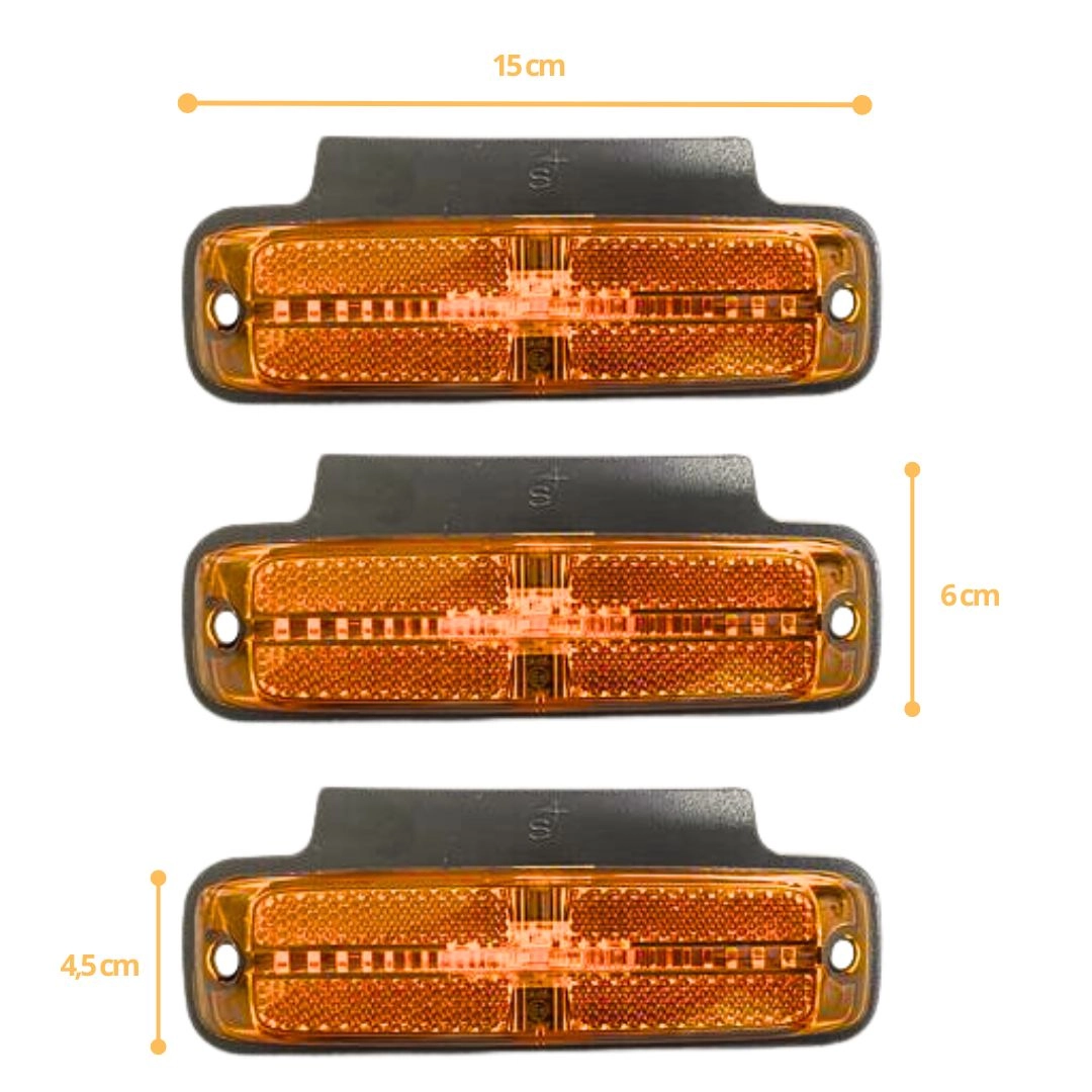 Par Lanterna Lateral Posição Refletor C/ Suporte LED Amarela