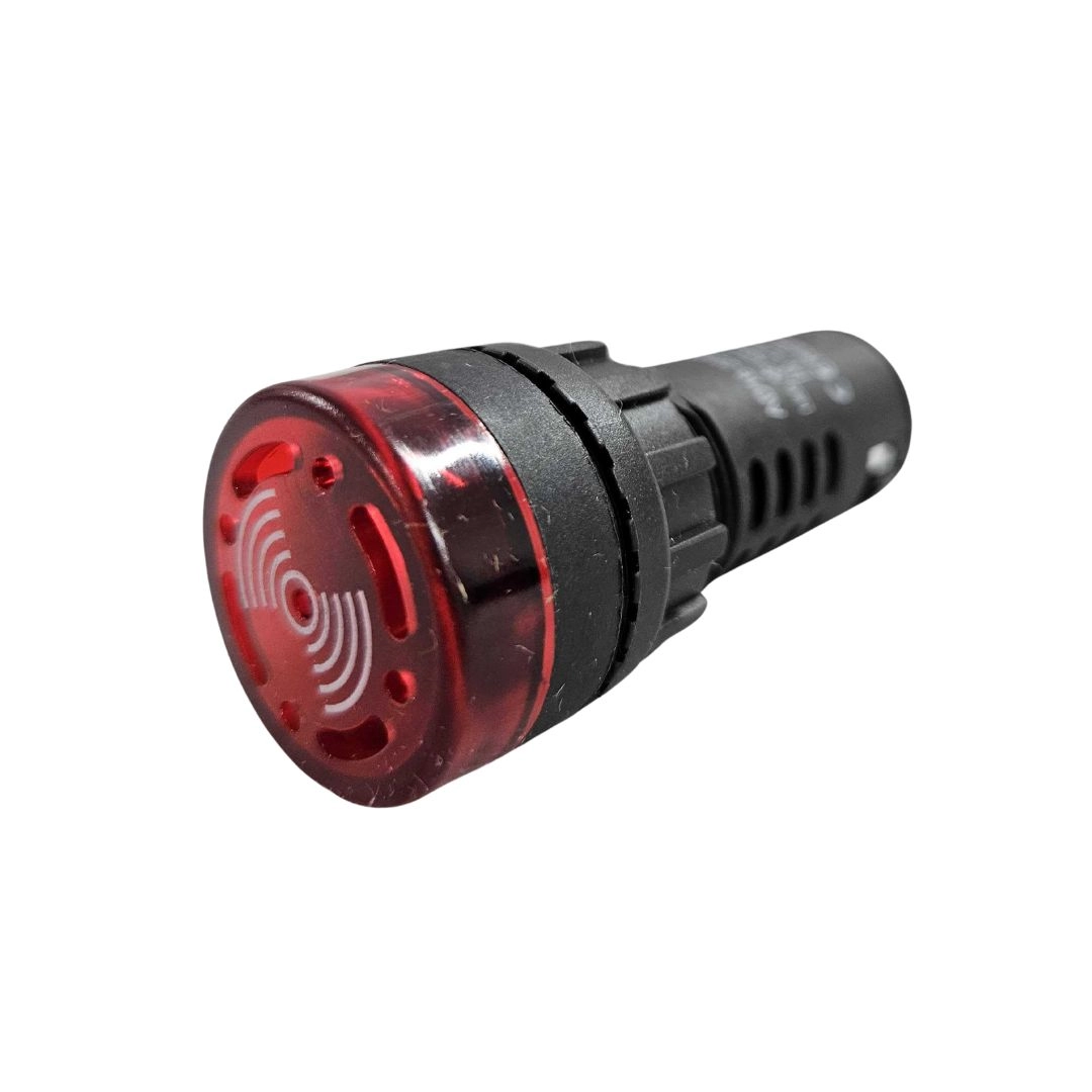 Alarme Sonoro Buzzer Sinaleiro LED Vermelho 22mm 220V DNI