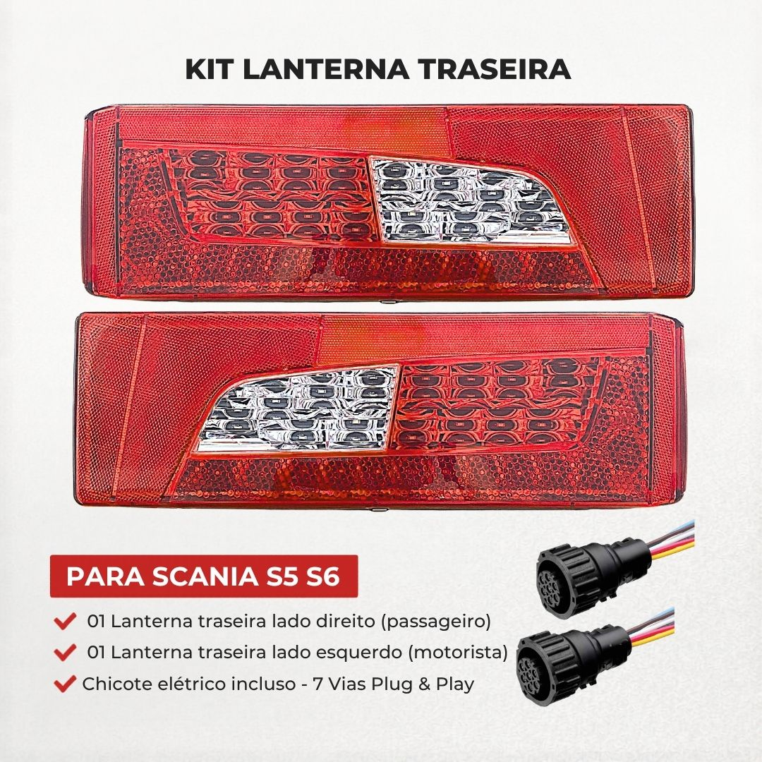 Kit Lanterna Traseira Para Scania S5 S6 Serie 5 Série 6 PGR NTG Streamline Com Chicote 2241858 2241860 Kit Lanterna Traseira Para Scania S5 S6 Serie 5 Série 6 PGR NTG Streamline Com Chicote 2241858 2241860