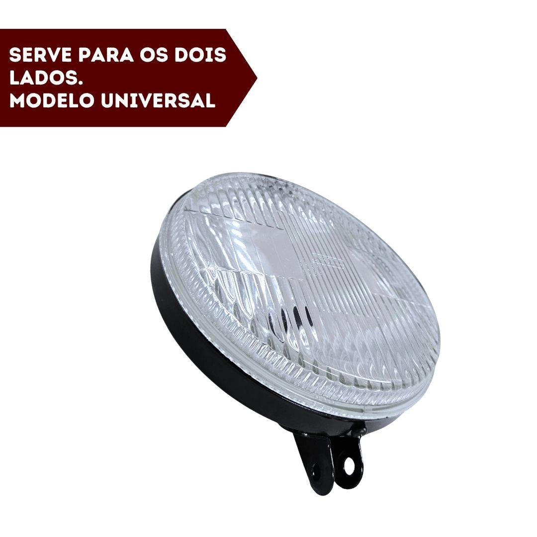 Par Farol Auxiliar Universal Redondo 142mm Lente Vidro H3