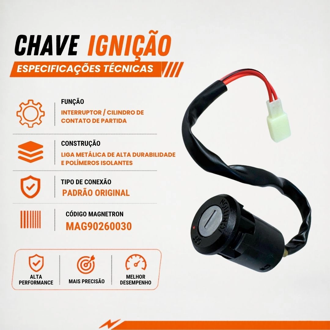 Chave De Ignição Miolo Para Honda CG Fan 125 Titan KS ES KSE Cargo 2002 a 2004 Magnetron