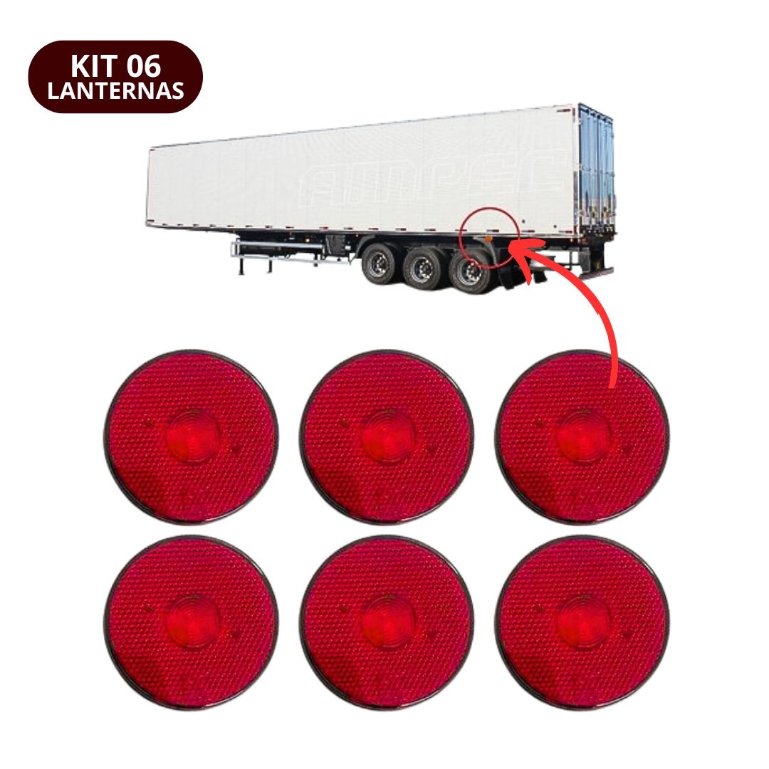 Kit 6 Lanterna Lateral Implemento G 85mm Sem Suporte LED Vermelha Para Carreta Caminhão Trailer Reboque Kit 6 Lanterna Lateral Implemento G 85mm Sem Suporte LED Vermelha Para Carreta Caminhão Trailer Reboque