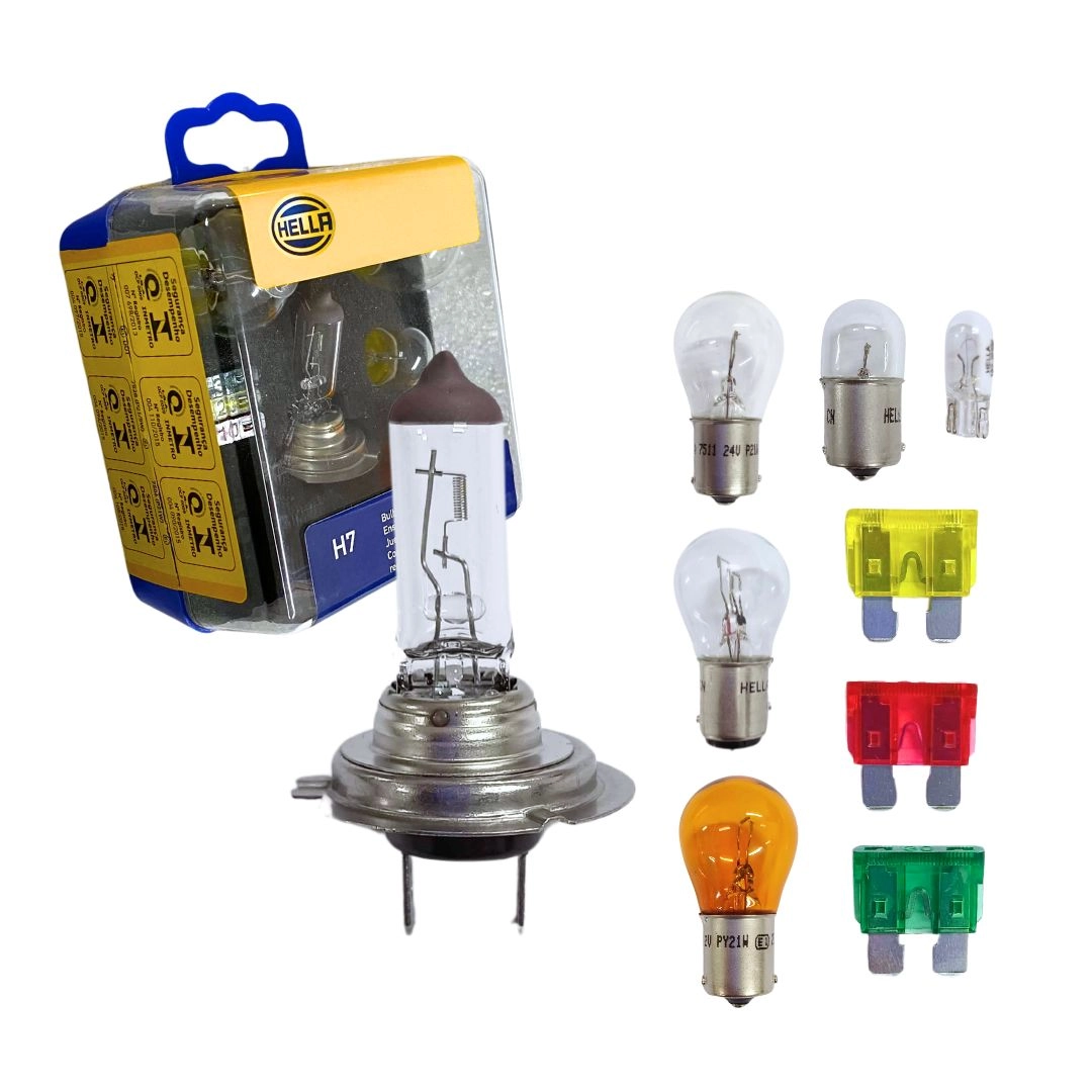Kit Lampadas H7 12v Farol Seta Re Fusivel 9 Pçs Hella