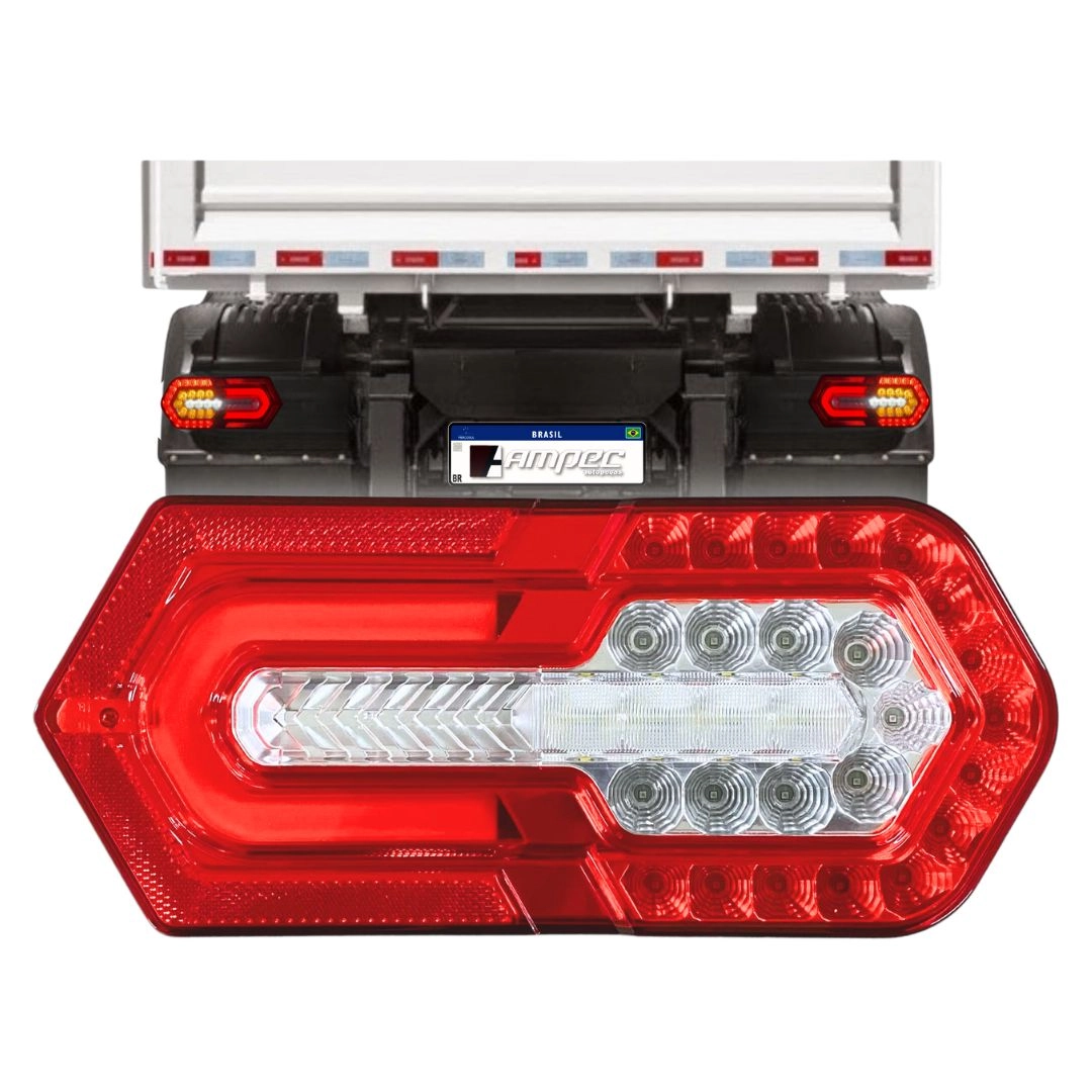 Lanterna Traseira 24v LED Universal Implementos Posição Freio Ré Pisca Sequencial Sinal Sul 223724 