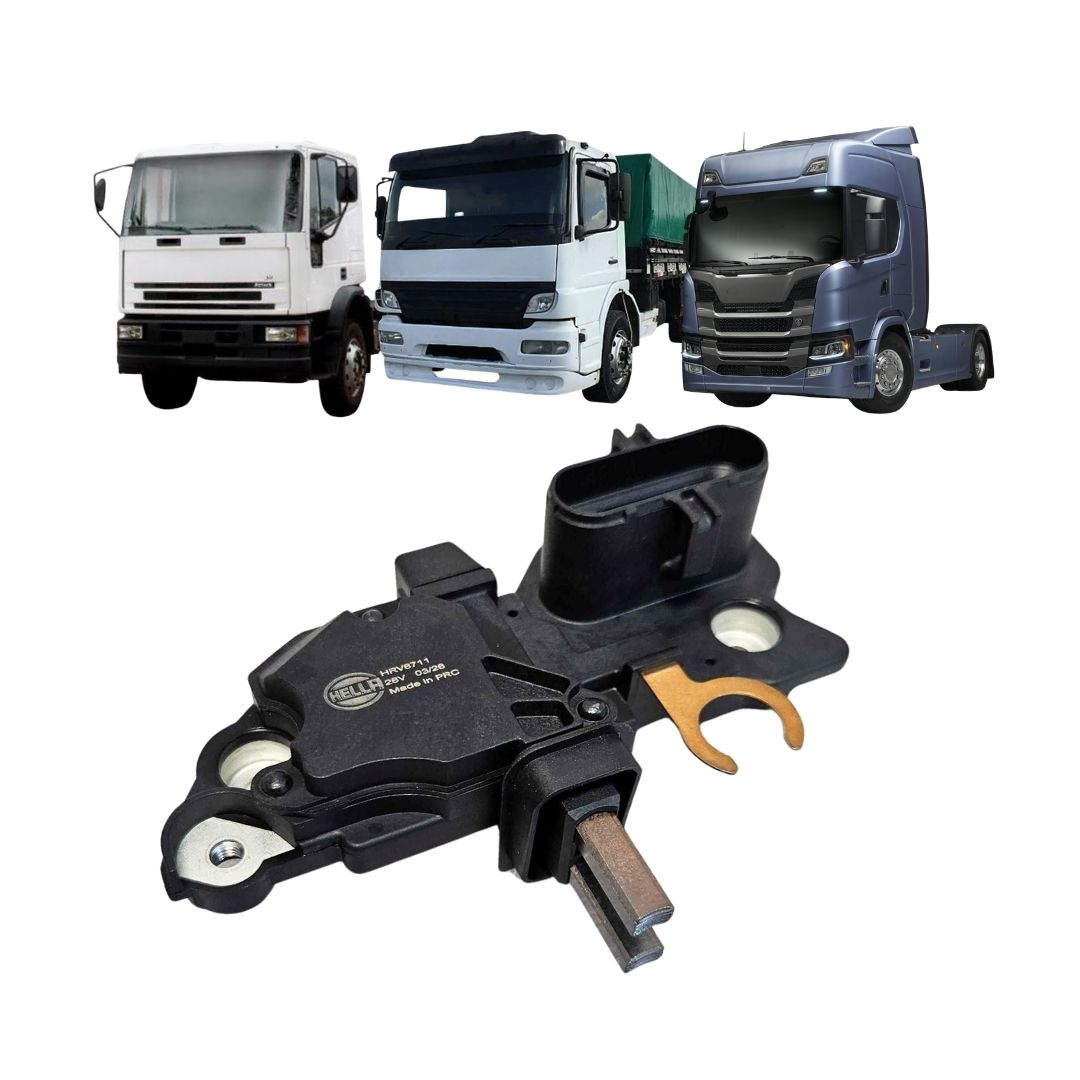 Regulador de Voltagem Alternador 24V Hella Iveco Mercedes-Benz Scania Volkswagen Regulador de Voltagem Alternador 24V Hella Iveco Mercedes-Benz Scania Volkswagen