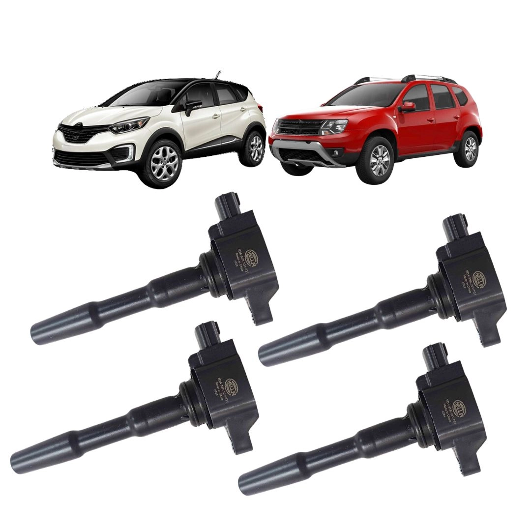 Kit 4 Bobina de Ignição Para Renault Duster Captur 1.6 Hella