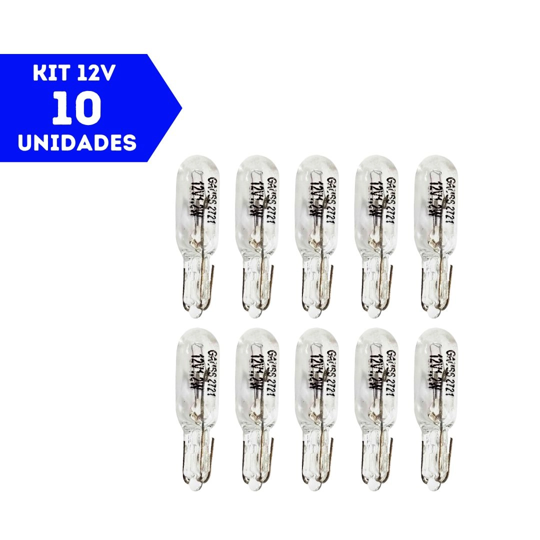 Kit 10 Lâmpadas Esmagada Pinguinho Painel Carro T5 12v 1,2w