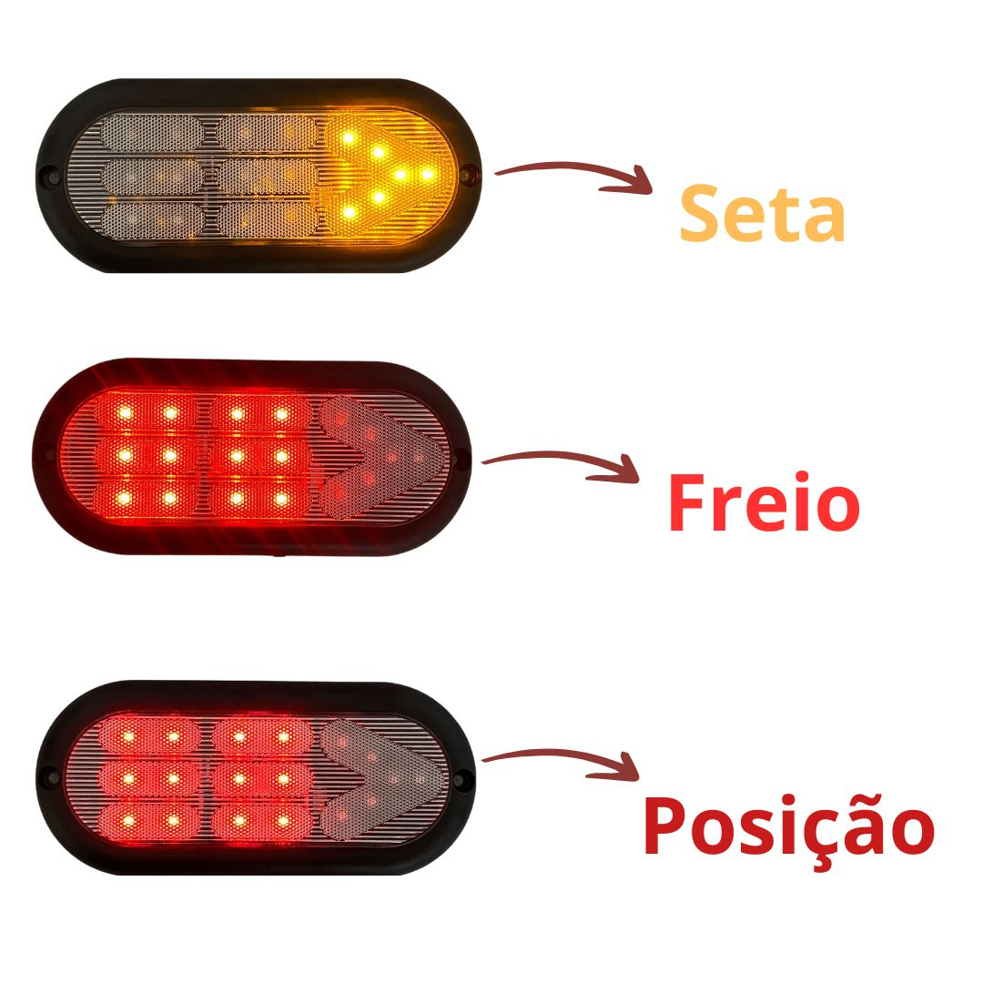 Kit Lanterna Traseira 18 LED Bivolt Cristal Com Luz de Placa Para Reboque Carretinha Universal