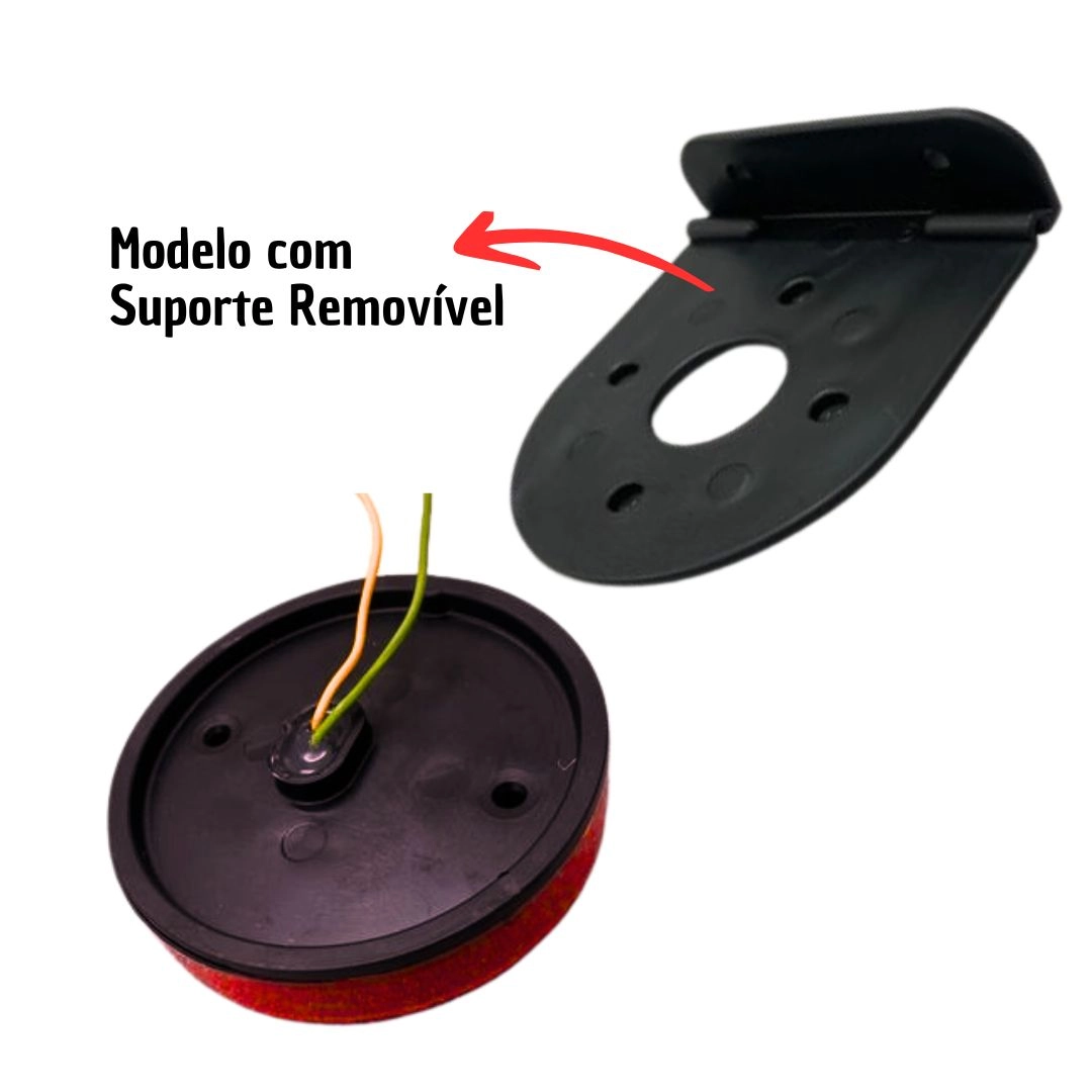 Lanterna Lateral Implemento G 85mm Com Suporte LED Vermelha Para Carreta Caminhão Trailer Reboque