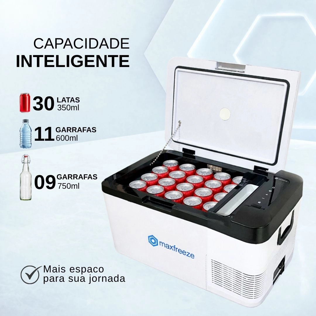 Geladeira Portátil 18L 12V/24V 110v/220v Caminhão Ônibus Van Barco Lancha Pesca Maxfreeze Geladeira Portátil 18L 12V/24V 110v/220v Caminhão Ônibus Van Barco Lancha Pesca Maxfreeze