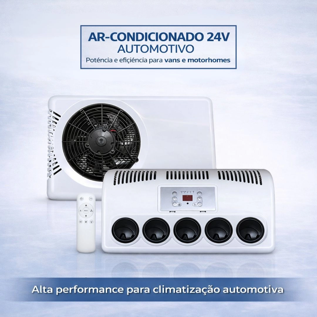 Kit Ar-Condicionado Elétrico Portátil Inverter Para Caminhão Van Motorhome 24v 7000 BTUs