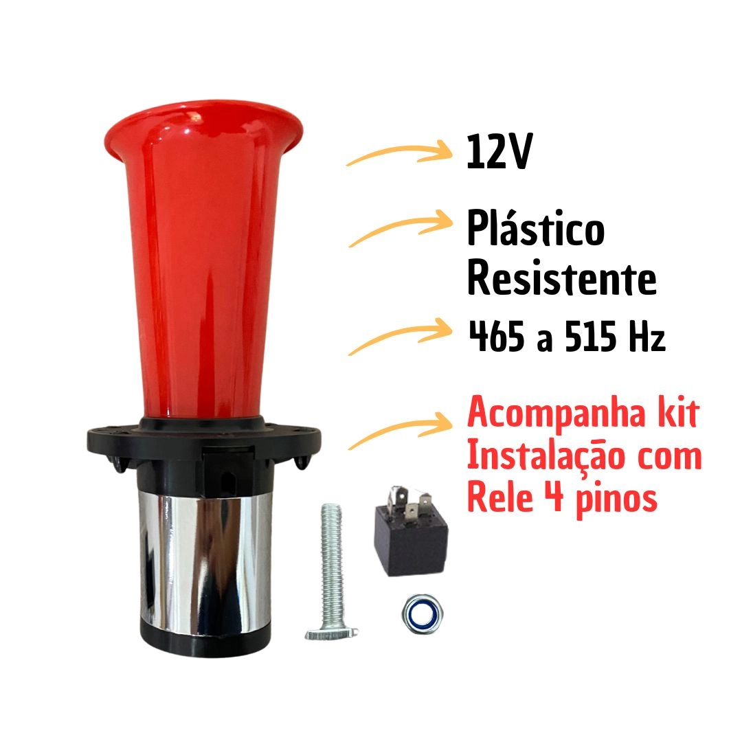 Buzina Uga Uga 12V Universal Tipo Calhambeque